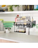 Кухненски органайзер 2 етажа многофункционален рафт за прибори, подправки, кърпи